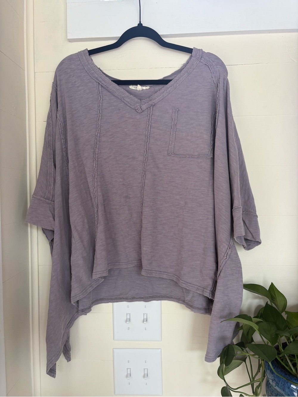 Oli & Hali Washed Lavender V-Neck Oversized Tunic